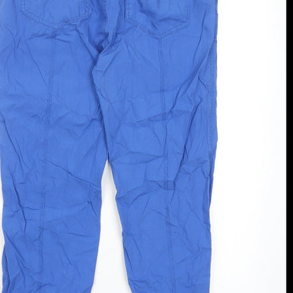 Fragile Womens Blue Cotton Cropped Trousers Size 30 in L20 in Regular Zip - Pockets