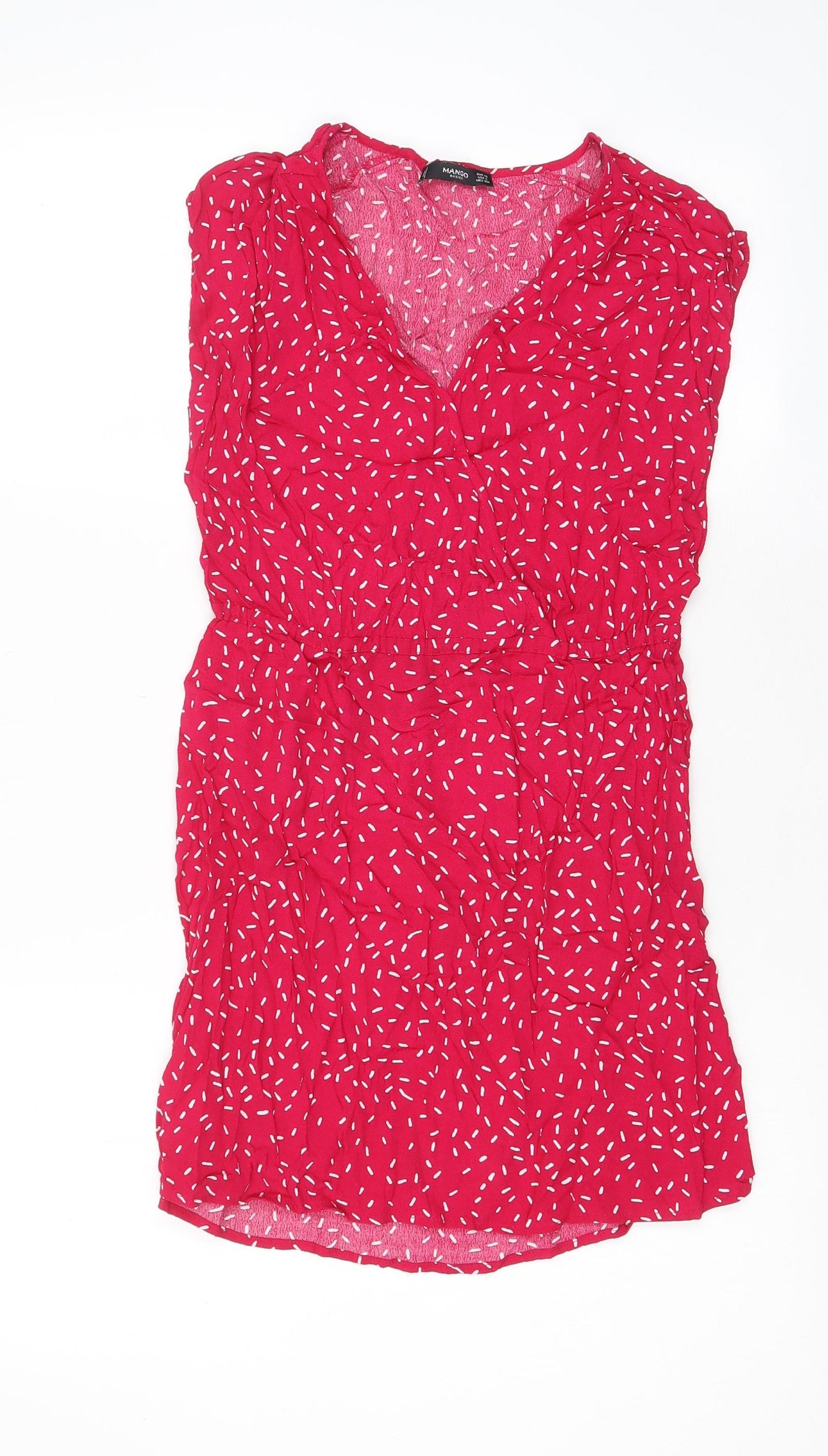 Mango Womens Pink Geometric Viscose A-Line Size XS V-Neck Pullover