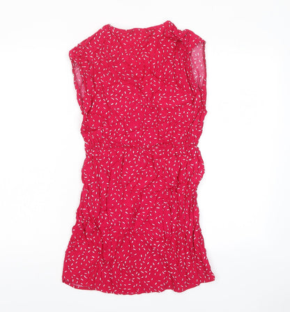 Mango Womens Pink Geometric Viscose A-Line Size XS V-Neck Pullover