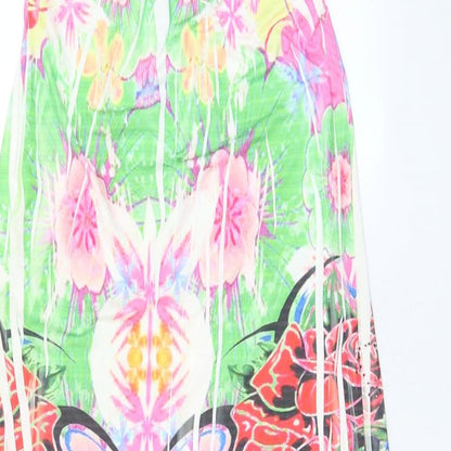 Rosa & Rose Womens Multicoloured Geometric Polyester A-Line Size L Halter Tie - Beaded
