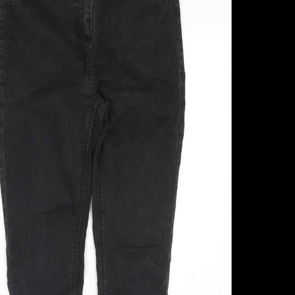 NEXT Womens Black Cotton Skinny Jeans Size 12 L27 in Regular Zip - Jeweled Detail