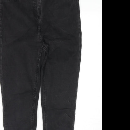 NEXT Womens Black Cotton Skinny Jeans Size 12 L27 in Regular Zip - Jeweled Detail