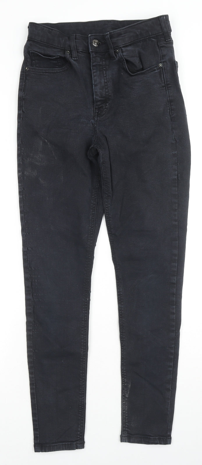 Topshop Womens Black Cotton Skinny Jeans Size 28 L32 in Regular Zip