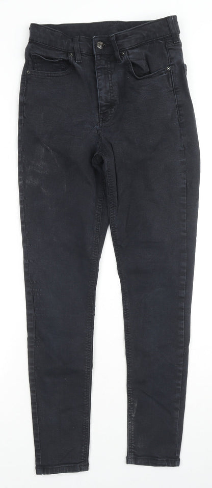 Topshop Womens Black Cotton Skinny Jeans Size 28 L32 in Regular Zip