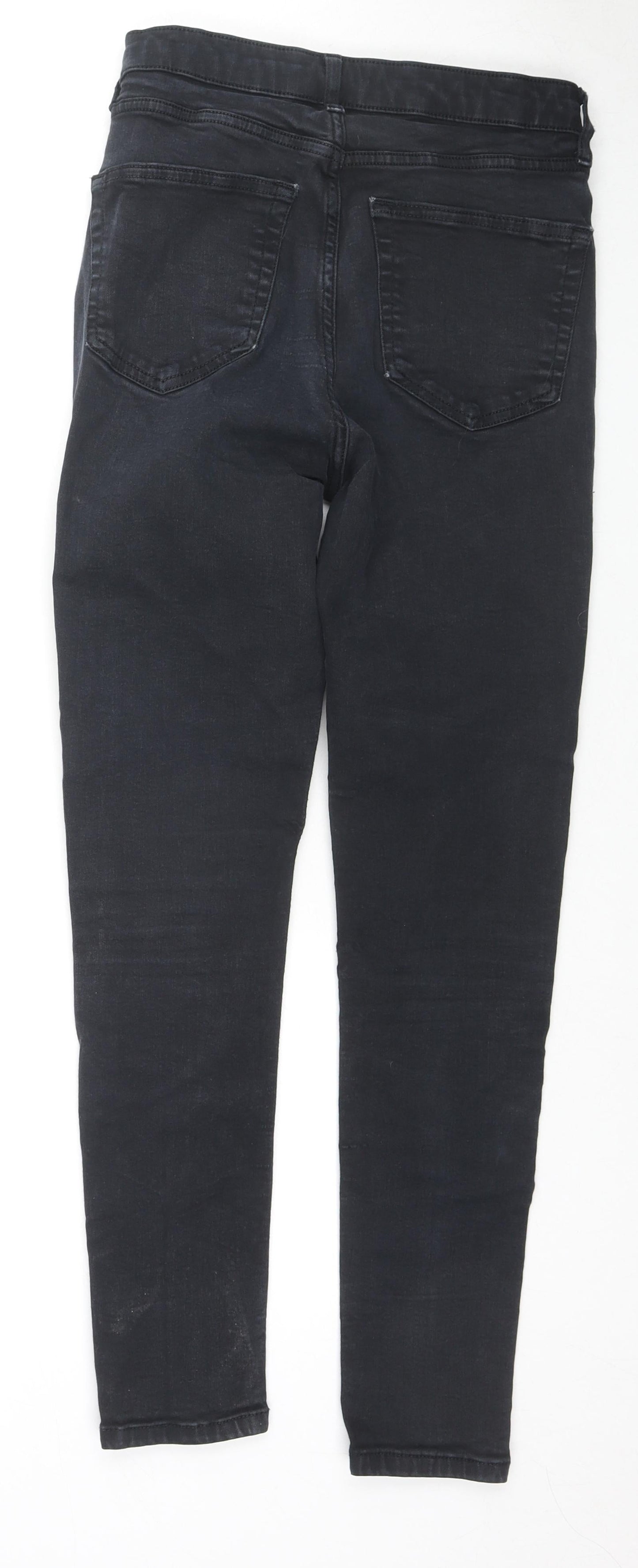 Topshop Womens Black Cotton Skinny Jeans Size 28 L32 in Regular Zip