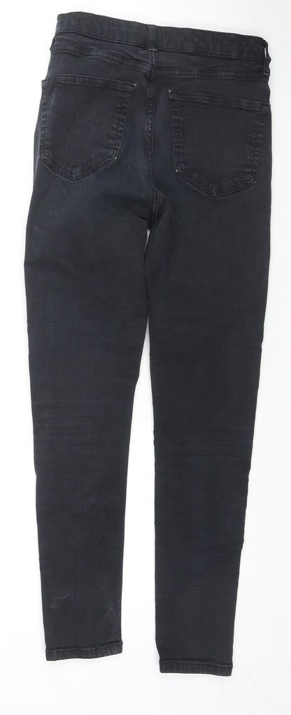 Topshop Womens Black Cotton Skinny Jeans Size 28 L32 in Regular Zip