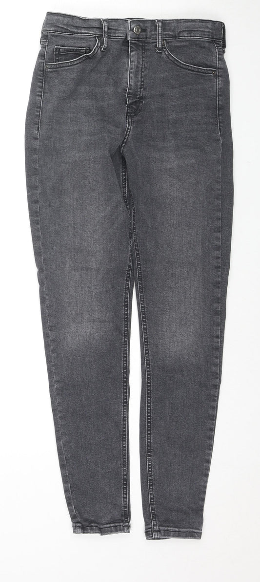 Topshop Womens Black Cotton Skinny Jeans Size 28 in L32 in Regular Zip