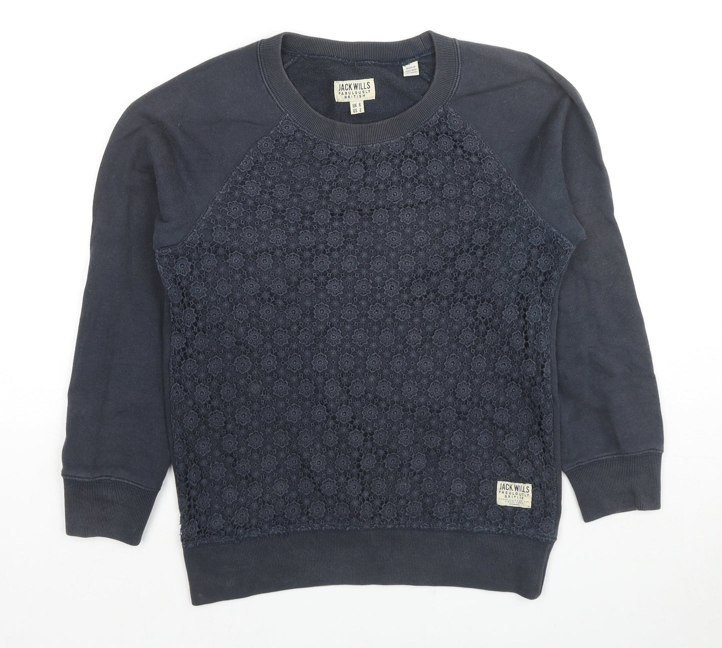 Womens UK Size 6 Jack Wills Black Pullover Sweatshirt