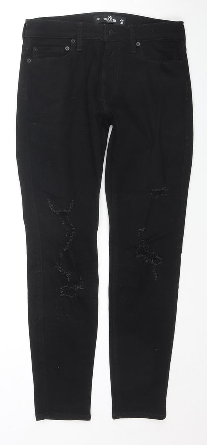 Hollister Womens Black Cotton Skinny Jeans Size 30 L30 in Slim Zip