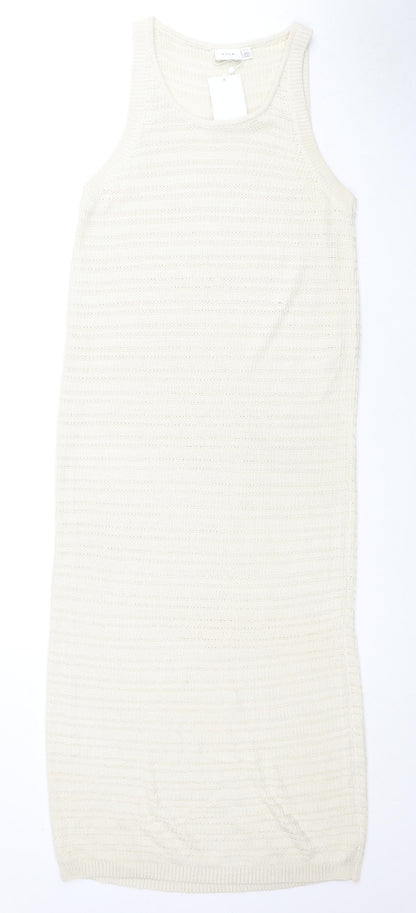 VILA Womens Beige Acrylic Tank Dress Size XL Round Neck Pullover