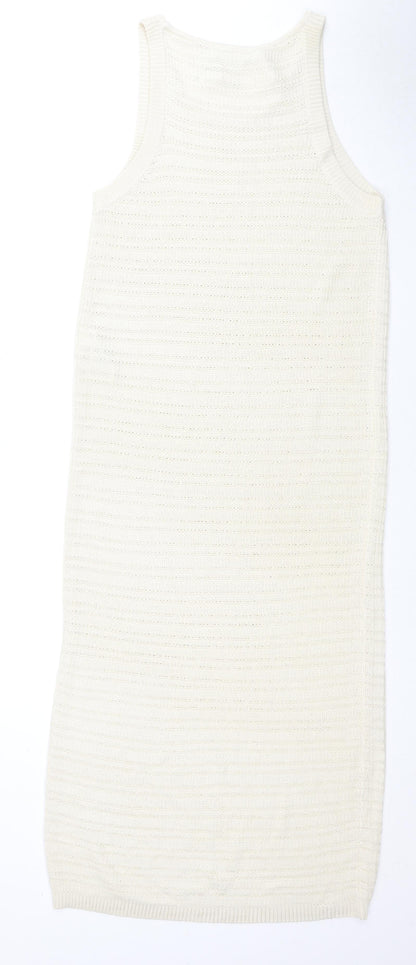 VILA Womens Beige Acrylic Tank Dress Size XL Round Neck Pullover