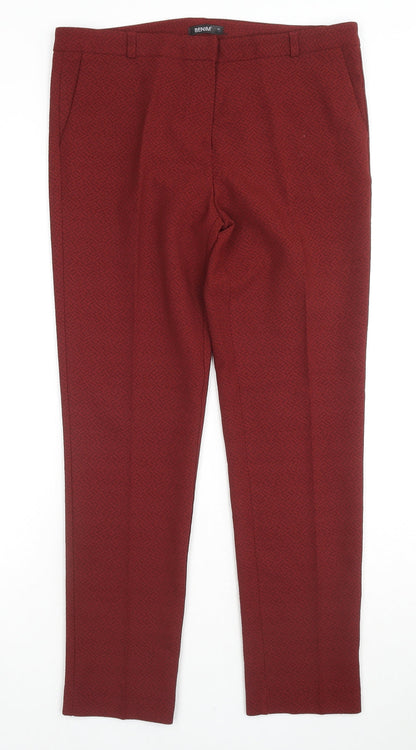 Benim Womens Red Geometric Polyester Trousers Size XL L27 in Regular Zip