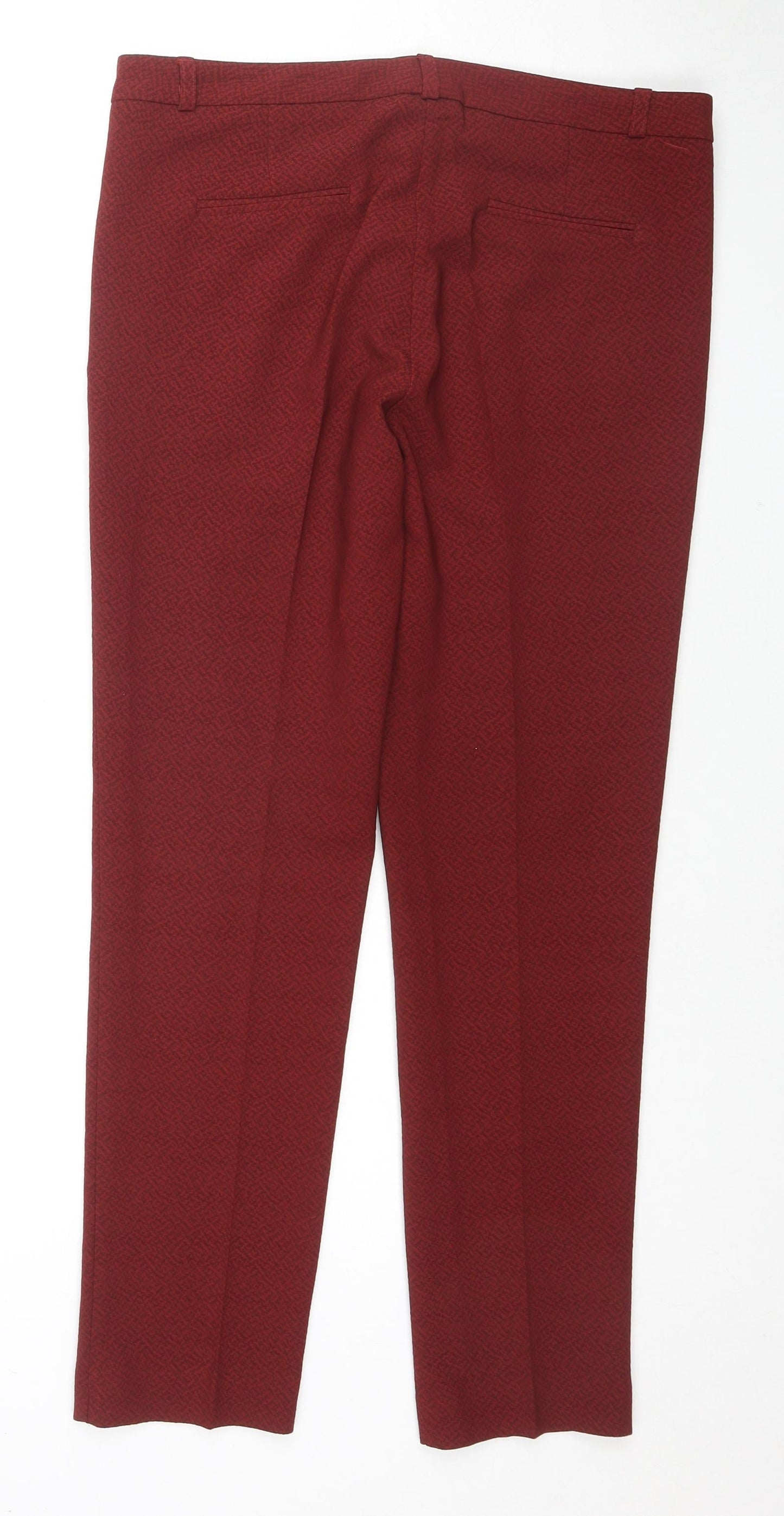 Benim Womens Red Geometric Polyester Trousers Size XL L27 in Regular Zip