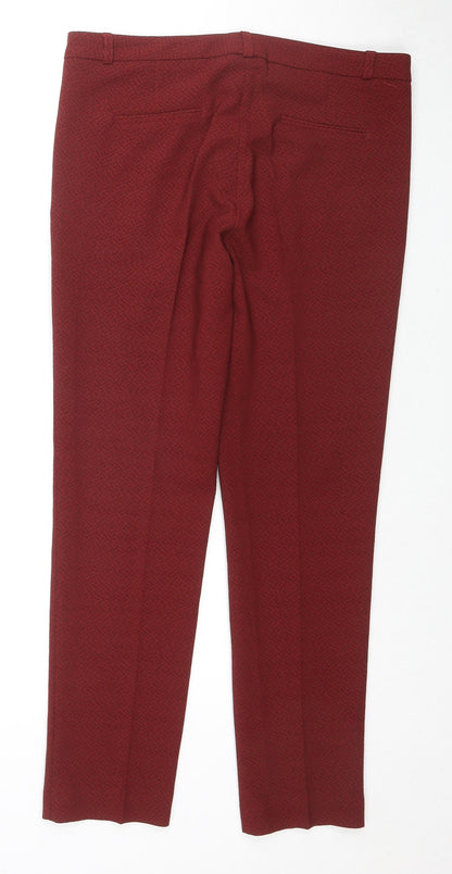 Benim Womens Red Geometric Polyester Trousers Size XL L27 in Regular Zip