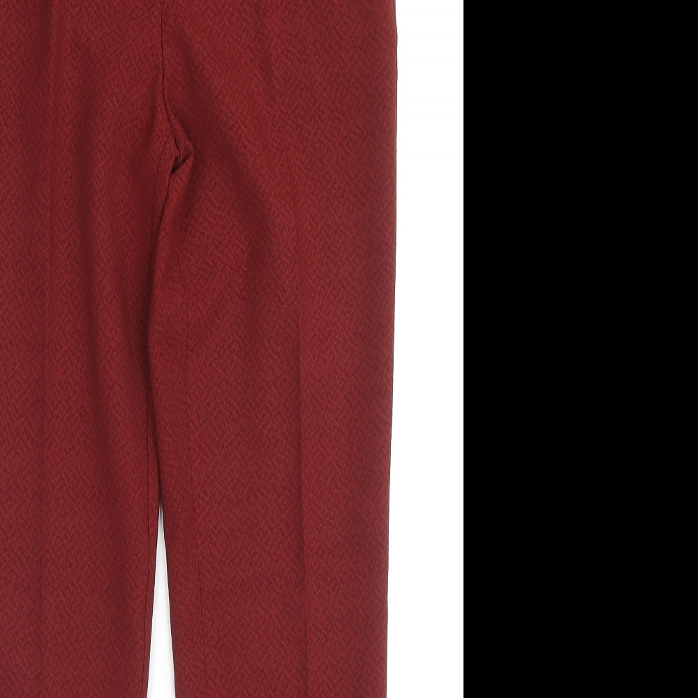 Benim Womens Red Geometric Polyester Trousers Size XL L27 in Regular Zip