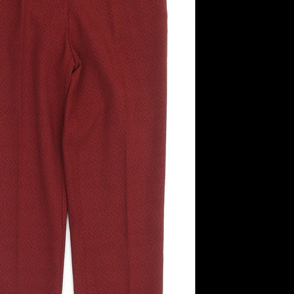 Benim Womens Red Geometric Polyester Trousers Size XL L27 in Regular Zip