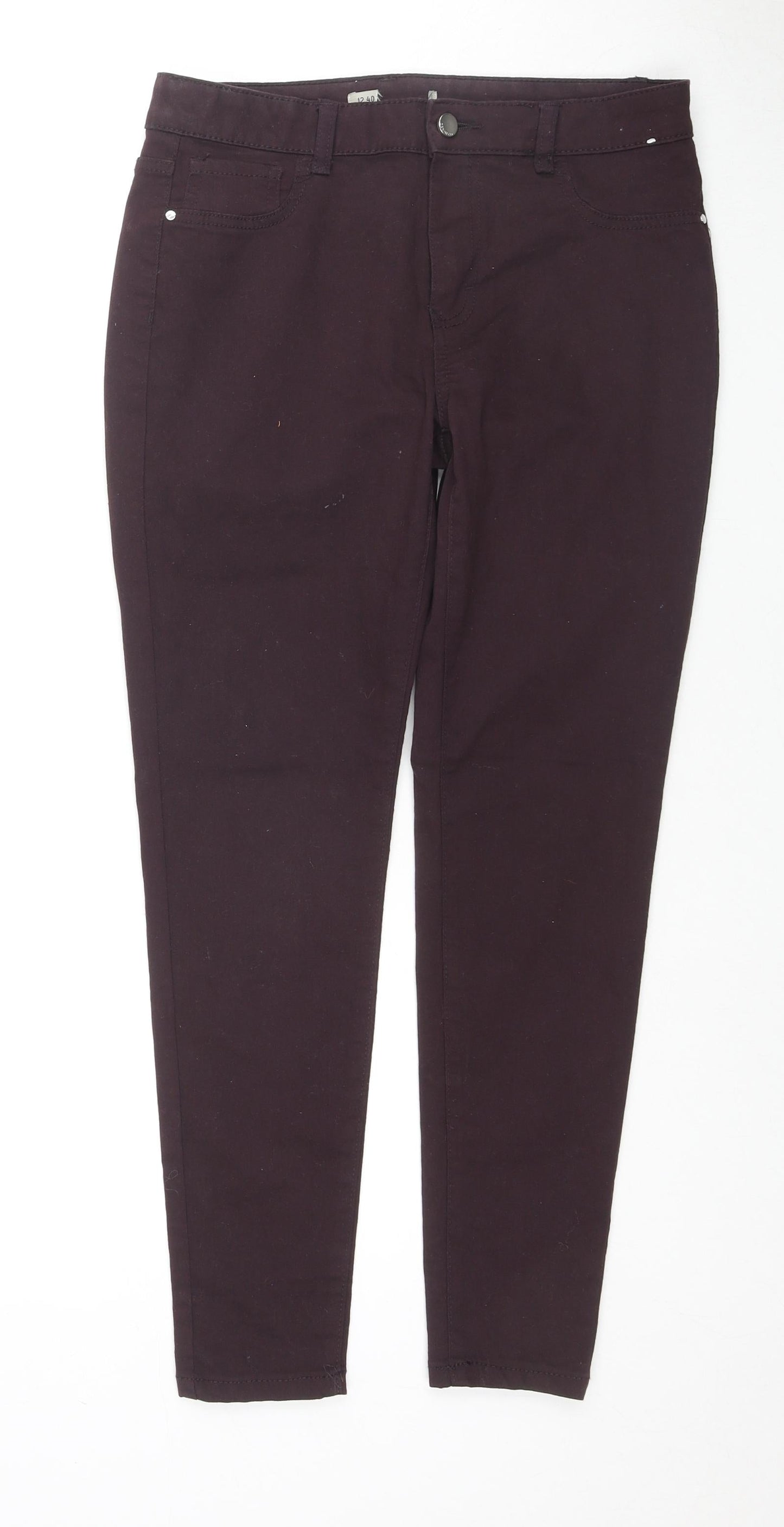 Denim & Co. Womens Purple Cotton Straight Jeans Size 12 L27 in Slim Zip