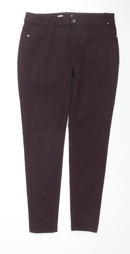 Denim & Co. Womens Purple Cotton Straight Jeans Size 12 L27 in Slim Zip