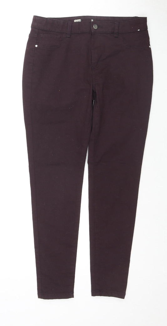 Denim & Co. Womens Purple Cotton Straight Jeans Size 12 L27 in Slim Zip