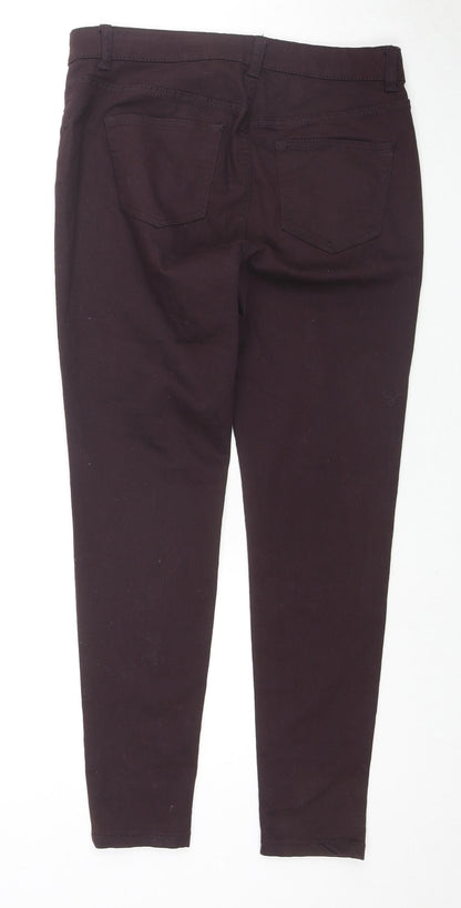 Denim & Co. Womens Purple Cotton Straight Jeans Size 12 L27 in Slim Zip