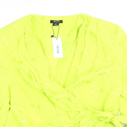 Nasty Gal Womens Green Floral Jacket Blazer Size 12 Button