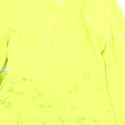 Nasty Gal Womens Green Floral Jacket Blazer Size 12 Button