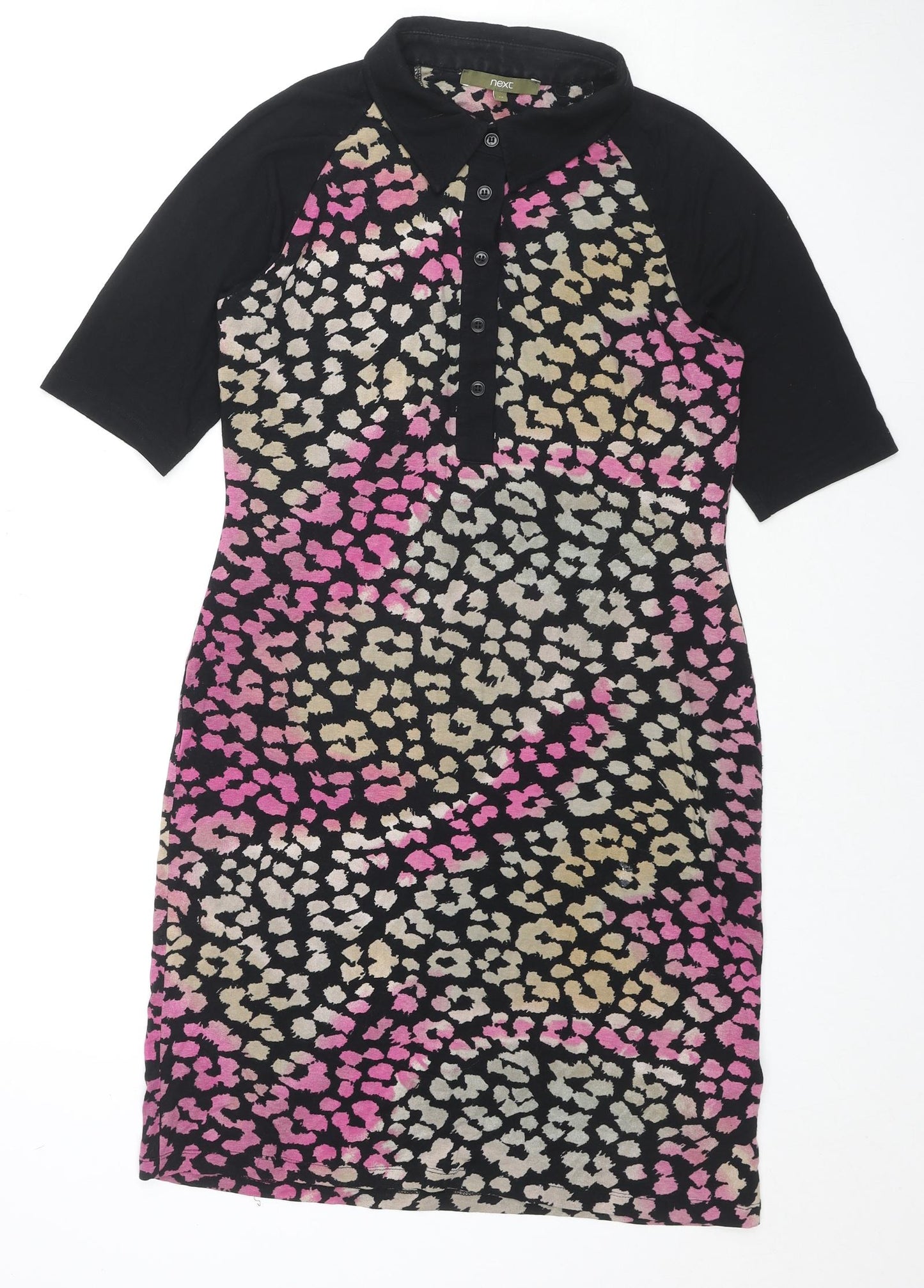 NEXT Womens Multicoloured Geometric Viscose A-Line Size 12 Collared Button