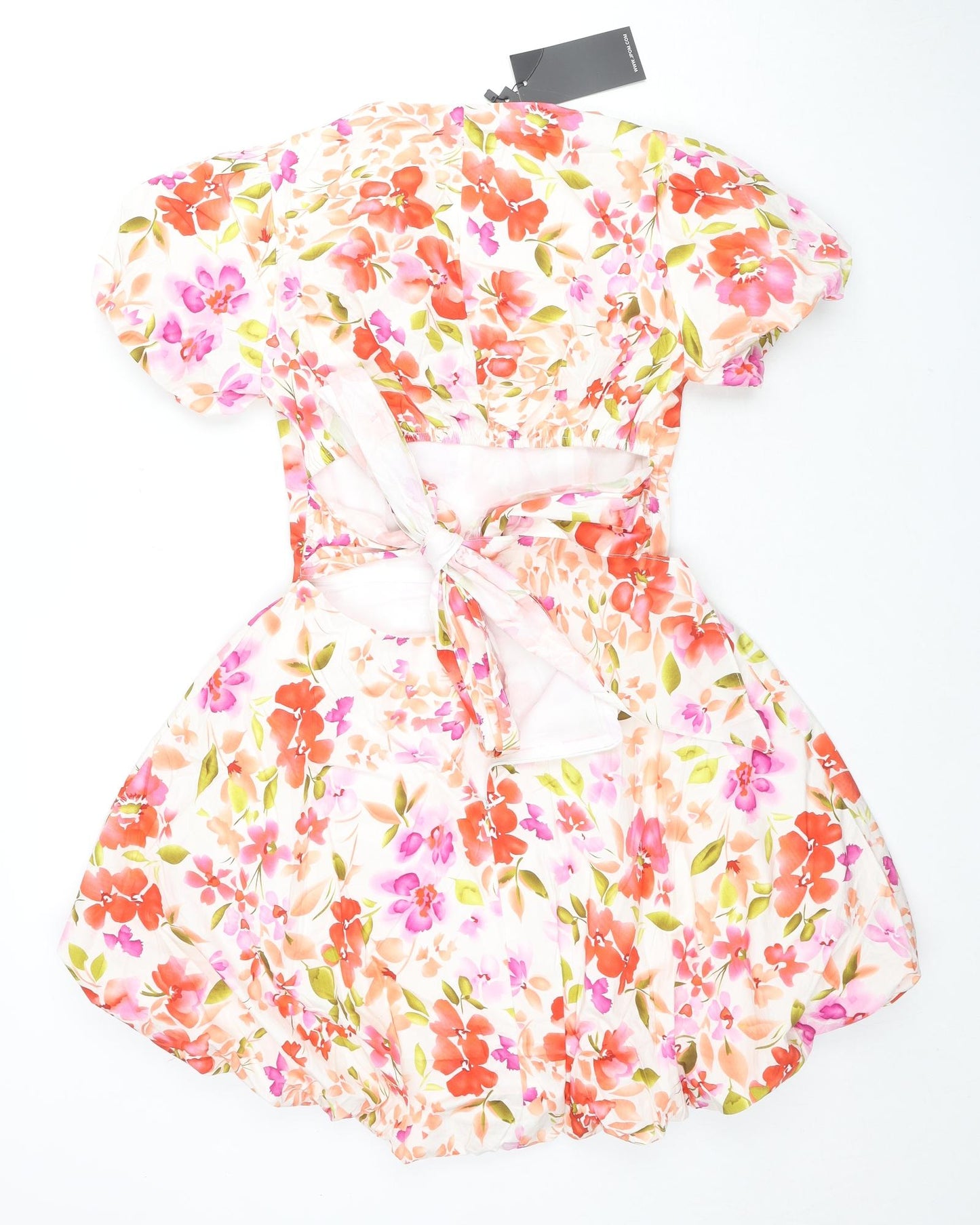 Jus De Pom Womens Multicoloured Floral Polyester Fit & Flare Size S Square Neck Tie - Size S/M