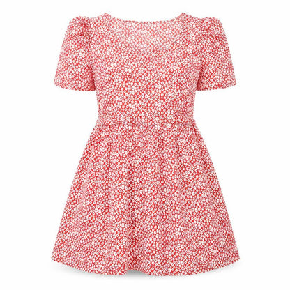 Boohoo Womens Red Floral Polyester Trapeze & Swing Size 10 Square Neck Pullover