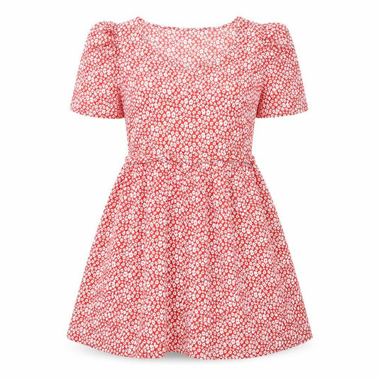 Boohoo Womens Red Floral Polyester Trapeze & Swing Size 10 Square Neck Pullover