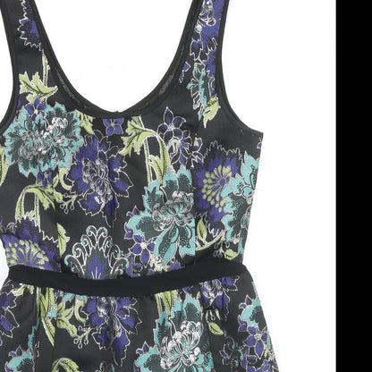 Monsoon Womens Multicoloured Floral Polyester A-Line Size 10 Round Neck Zip