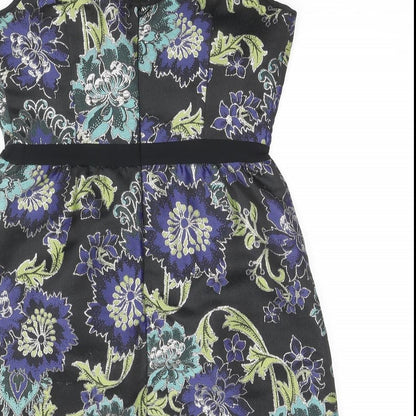 Monsoon Womens Multicoloured Floral Polyester A-Line Size 10 Round Neck Zip