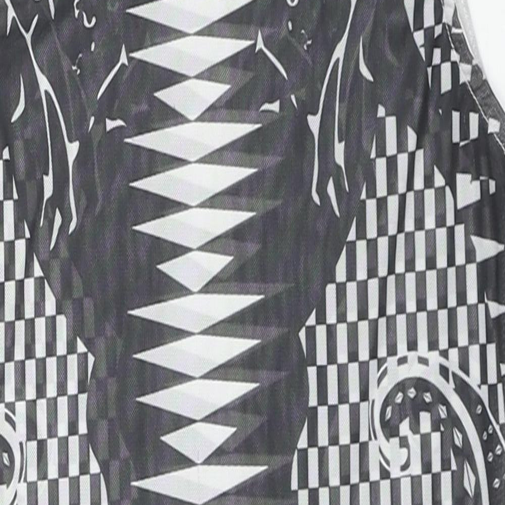 In Vogue Paris Womens Black Geometric Polyester Bodysuit One-Piece Size S Snap - Size S/M