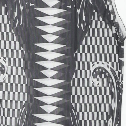 In Vogue Paris Womens Black Geometric Polyester Bodysuit One-Piece Size S Snap - Size S/M