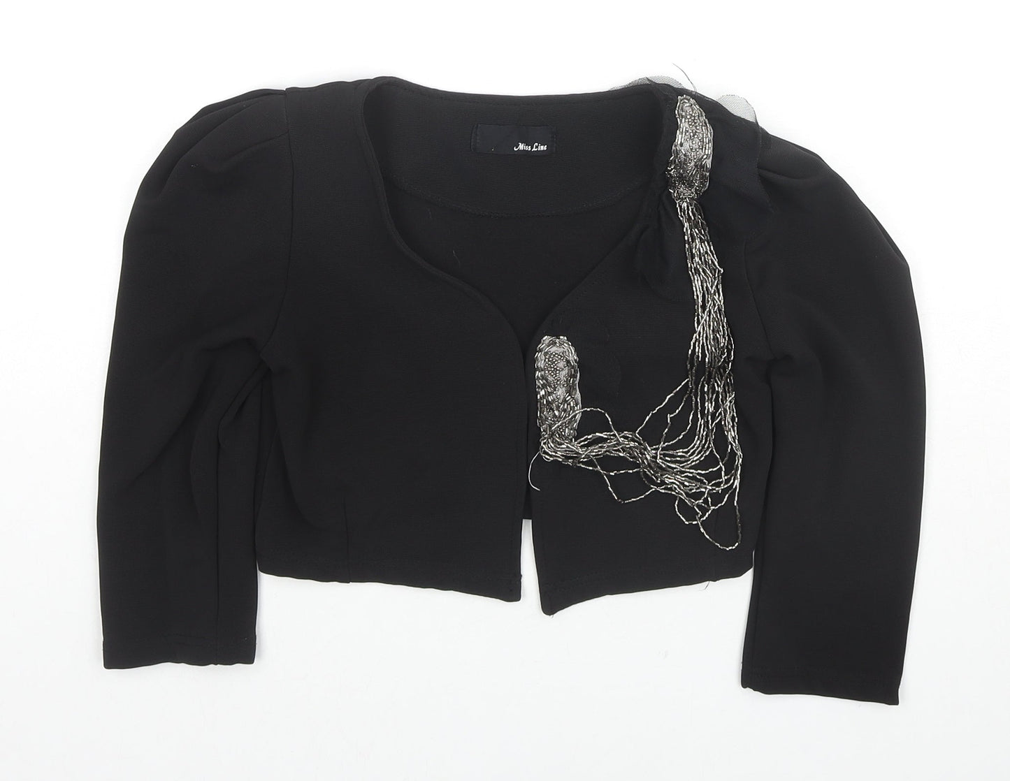 Miss Line Womens Black Jacket Blazer Size M - Beaded Detail