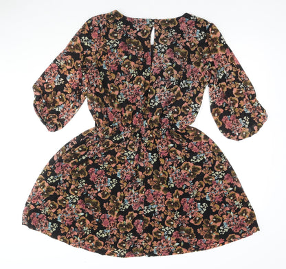 Miss Selfridge Womens Multicoloured Fair Isle Polyester Trapeze & Swing Size 12 Round Neck Button