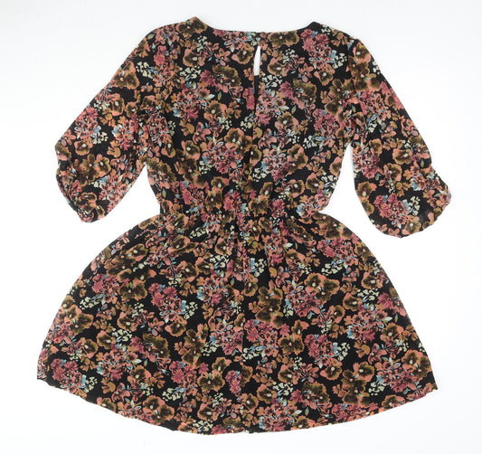 Miss Selfridge Womens Multicoloured Fair Isle Polyester Trapeze & Swing Size 12 Round Neck Button