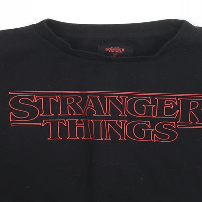 Stranger Things Womens Black Cotton Pullover Sweatshirt Size 6 Pullover - Size 6-8