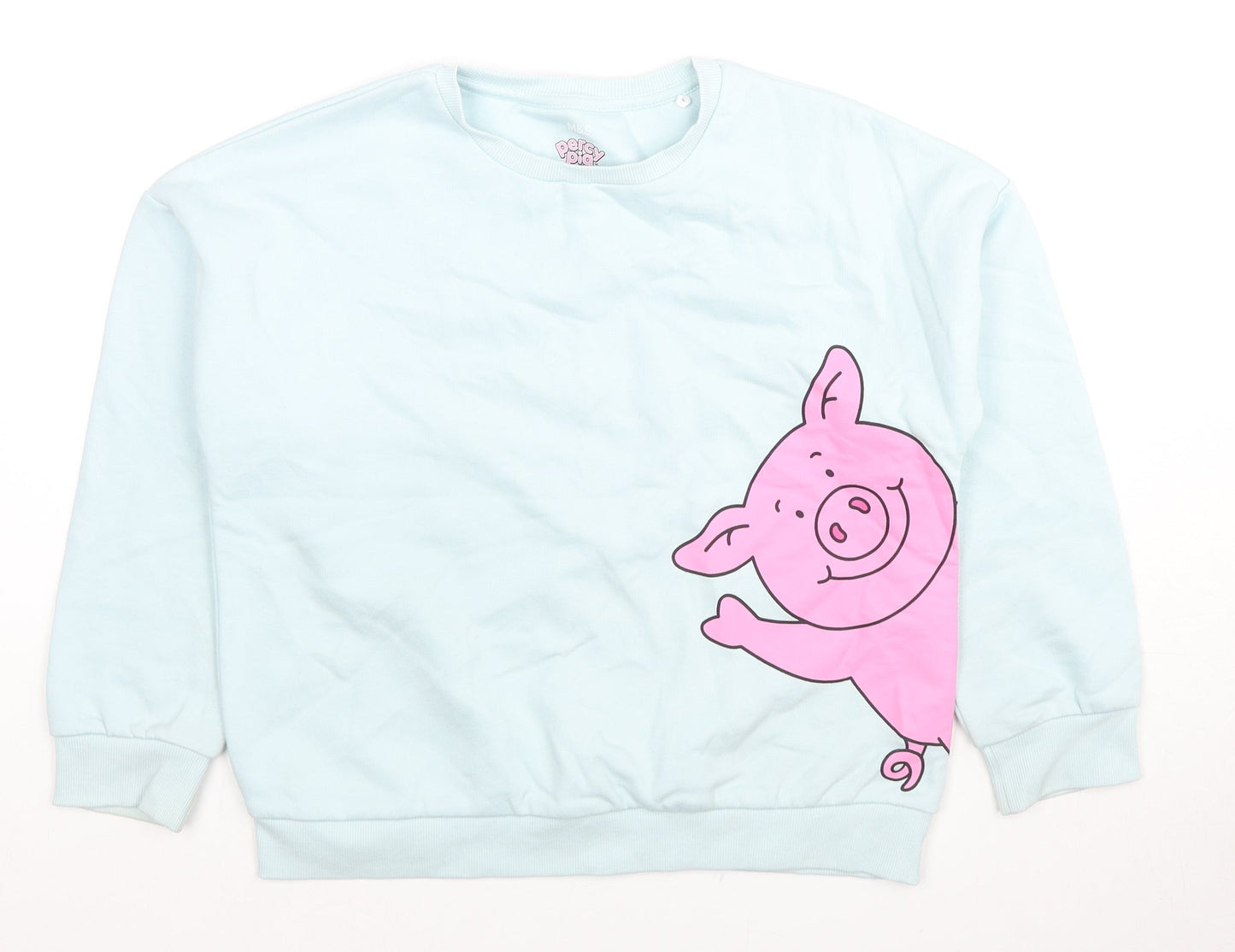 Marks and Spencer Girls Blue Cotton Pullover Sweatshirt Size 10-11 Years Pullover - Percy Pig