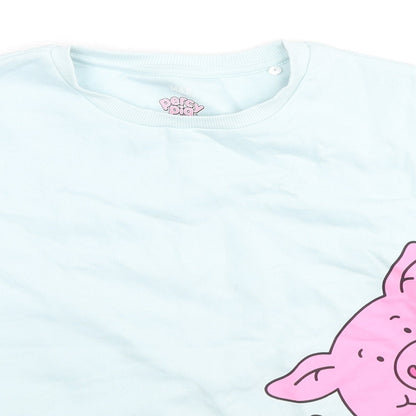 Marks and Spencer Girls Blue Cotton Pullover Sweatshirt Size 10-11 Years Pullover - Percy Pig