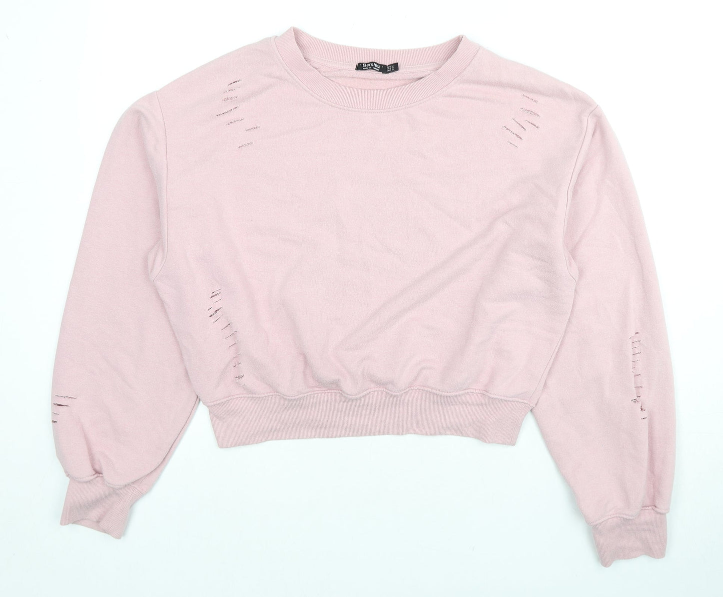 Bershka Womens Pink Cotton Pullover Sweatshirt Size M Pullover - Fashion Cuts