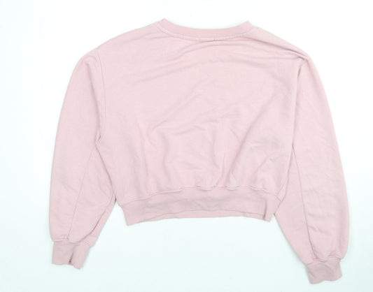 Bershka Womens Pink Cotton Pullover Sweatshirt Size M Pullover - Fashion Cuts