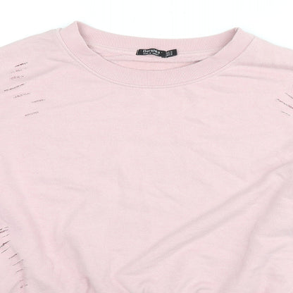 Bershka Womens Pink Cotton Pullover Sweatshirt Size M Pullover - Fashion Cuts