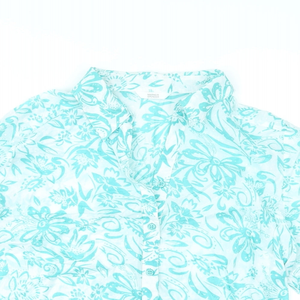 Womens UK Size 16 Marks and Spencer Green Basic Button-Up