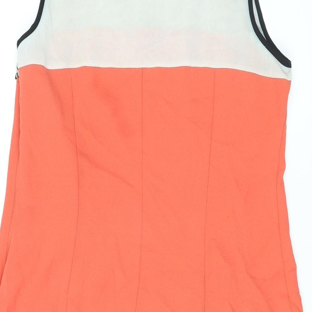 Lipsy Womens Orange Floral Polyester Tank Dress Size 14 Round Neck Zip