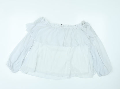 Womens UK Size 14 Divided by H&M White Basic Blouse