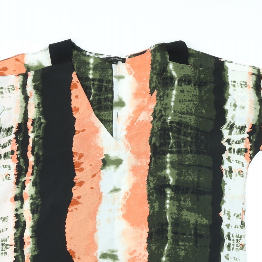 Womens UK Size 8 River Island Multicoloured Basic T-Shirt