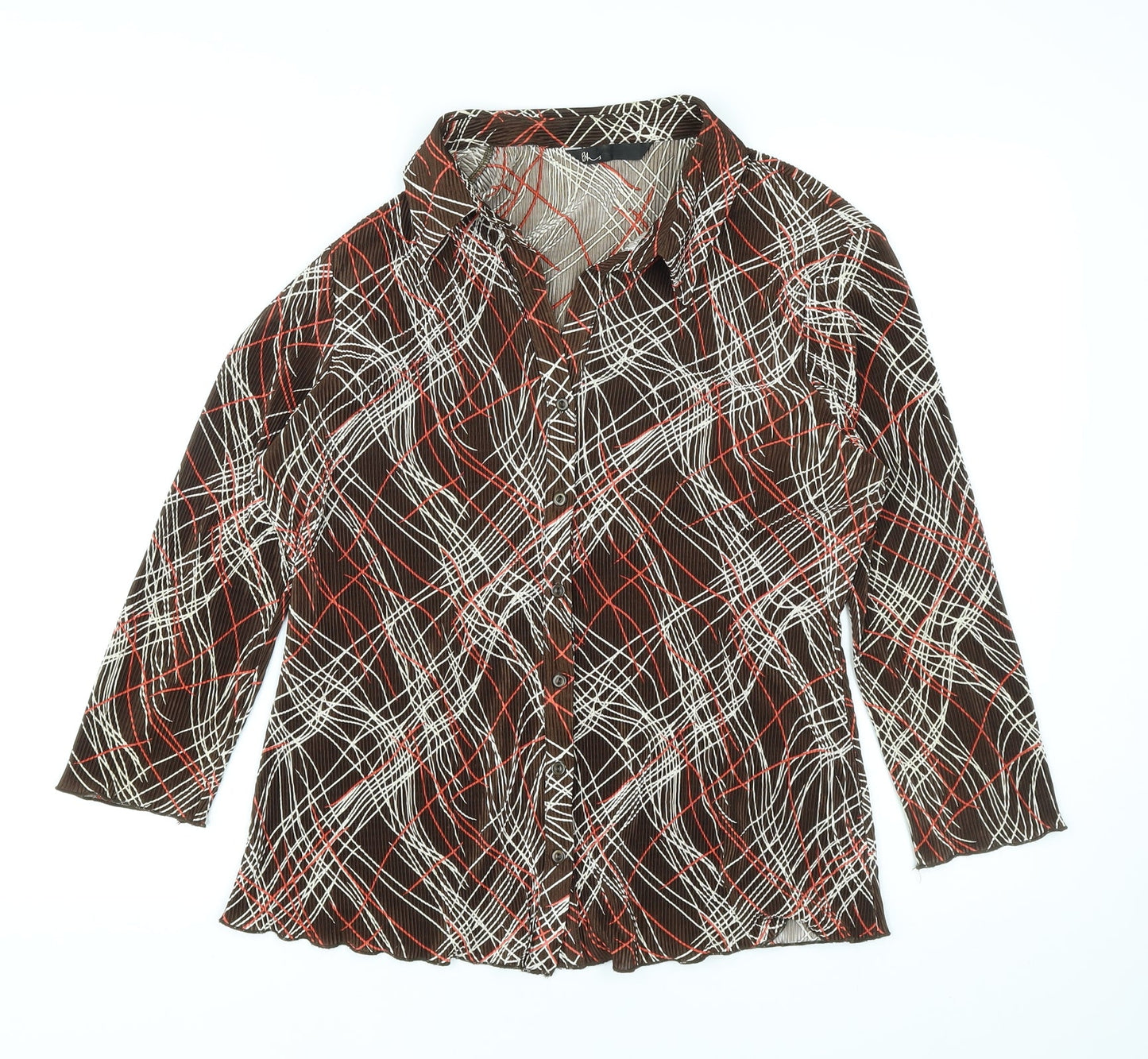 Womens UK Size 16 BHS Brown Basic Button-Up