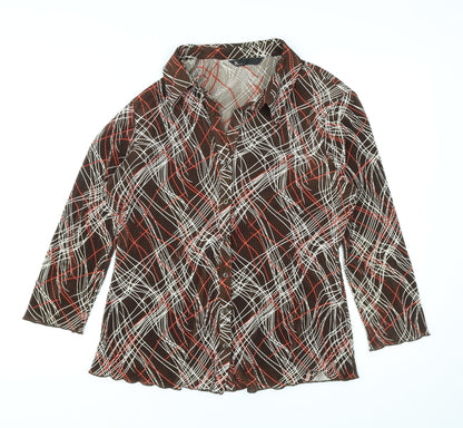 Womens UK Size 16 BHS Brown Basic Button-Up