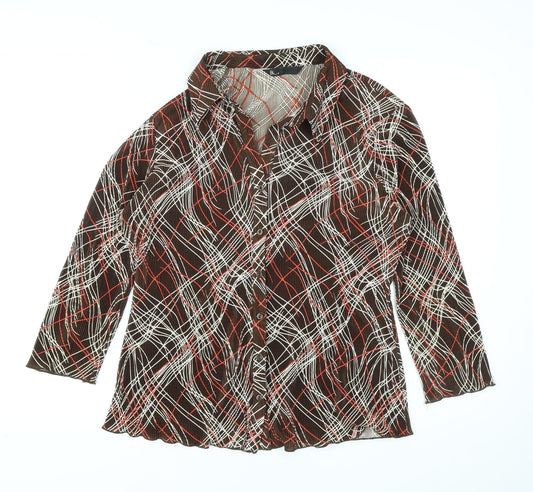 Womens UK Size 16 BHS Brown Basic Button-Up